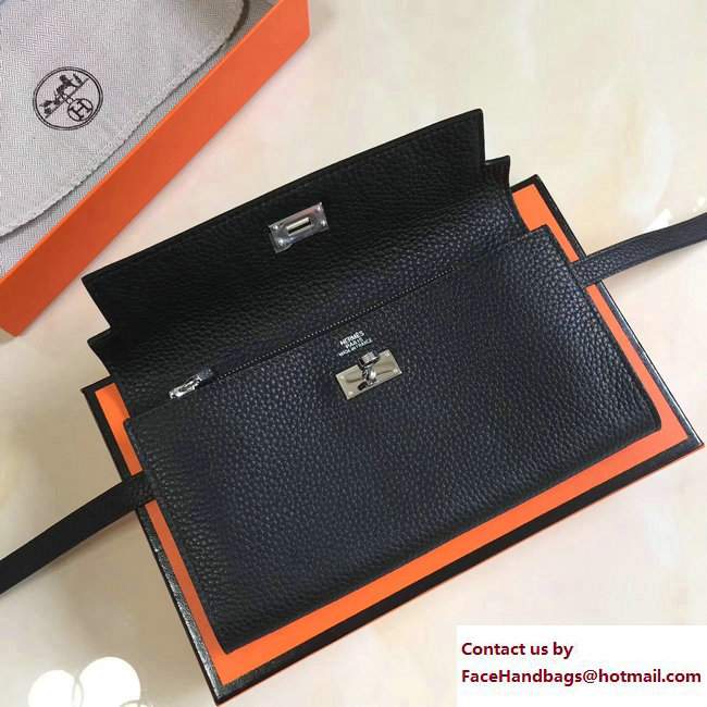 Hermes Togo Leather Kelly Long Wallet Black