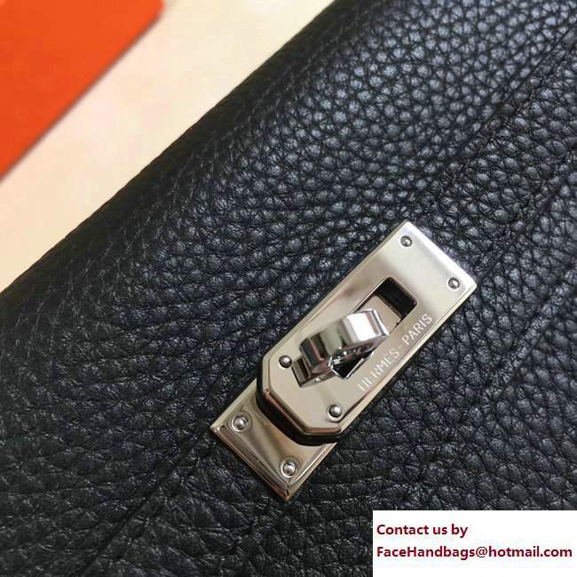 Hermes Togo Leather Kelly Long Wallet Black