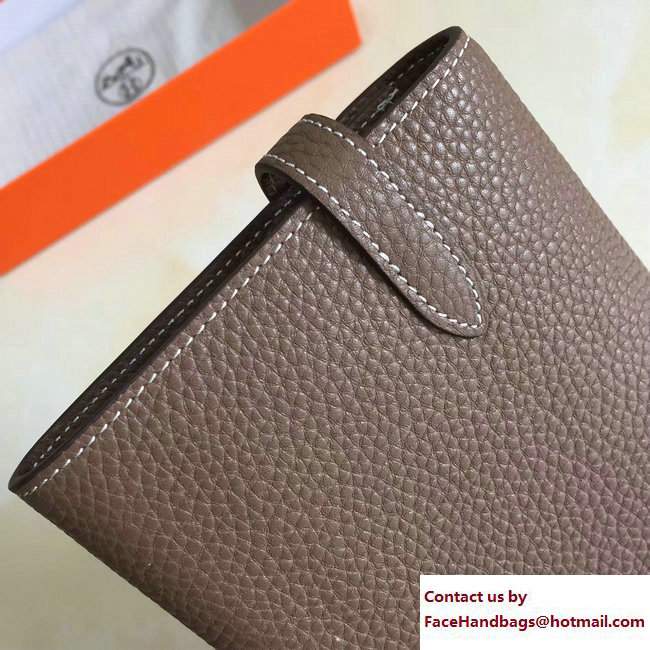 Hermes Togo Leather Kelly Long Wallet Dark Etoupe