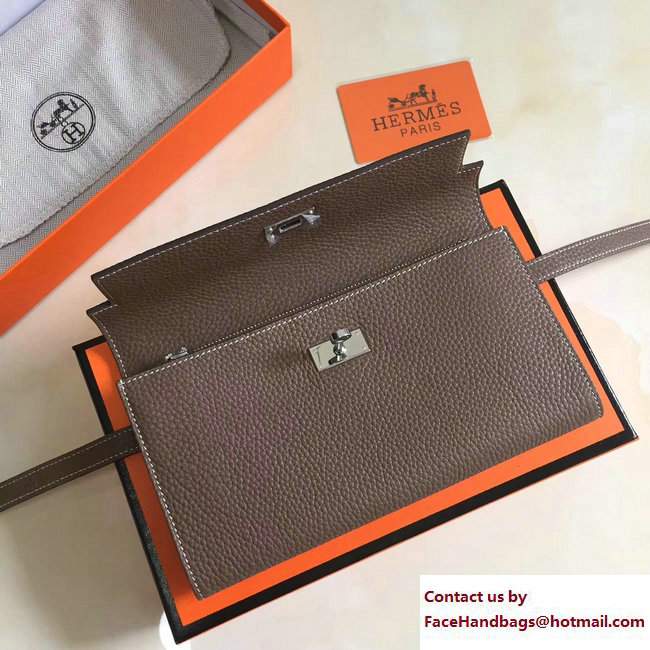 Hermes Togo Leather Kelly Long Wallet Dark Etoupe