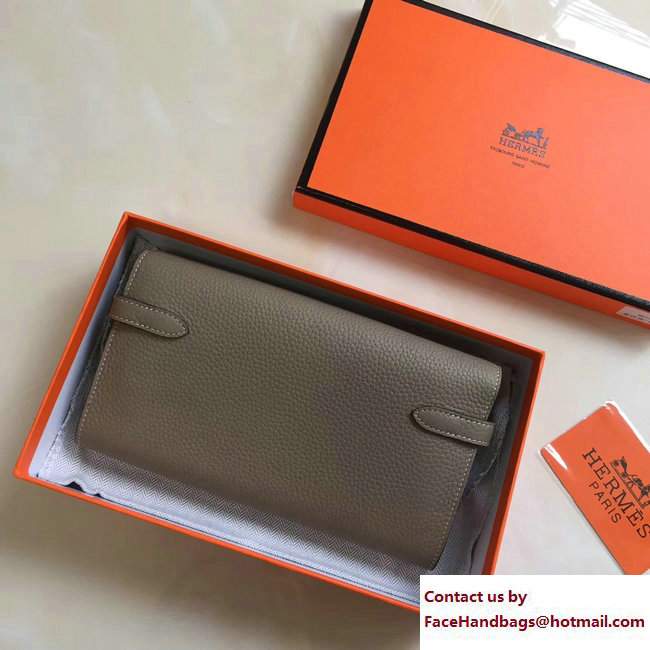 Hermes Togo Leather Kelly Long Wallet Etoupe