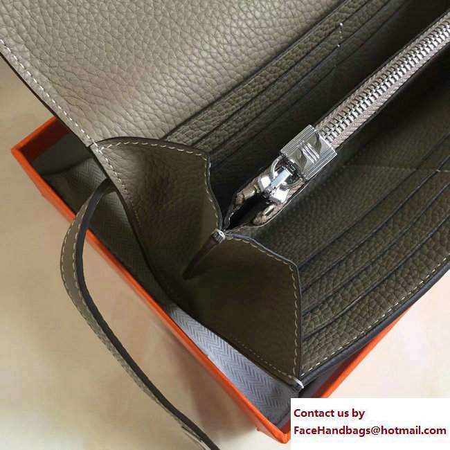 Hermes Togo Leather Kelly Long Wallet Etoupe