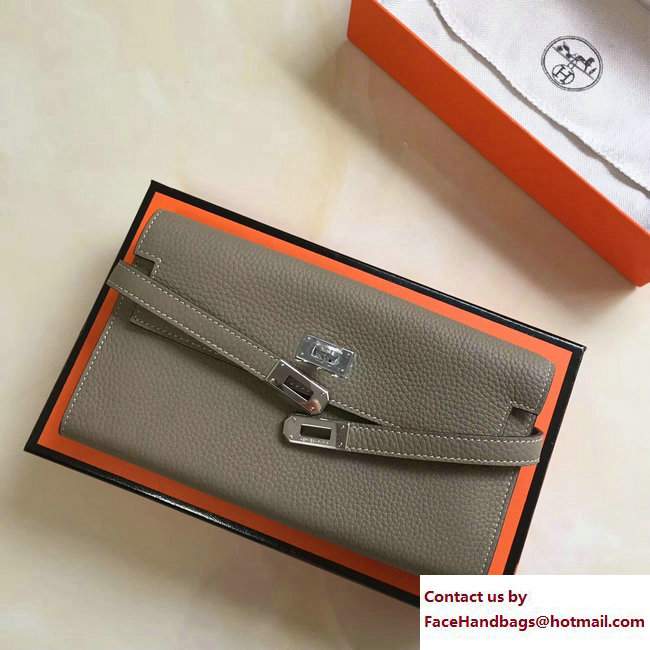 Hermes Togo Leather Kelly Long Wallet Etoupe