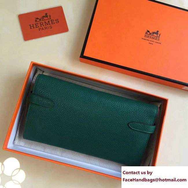 Hermes Togo Leather Kelly Long Wallet Green