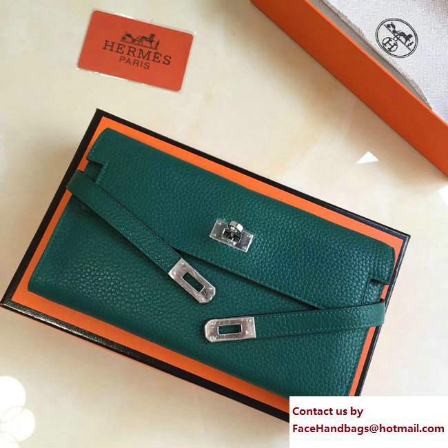 Hermes Togo Leather Kelly Long Wallet Green