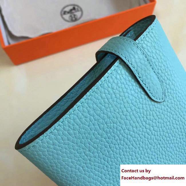 Hermes Togo Leather Kelly Long Wallet Macaron Blue