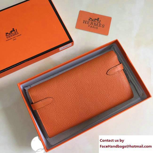 Hermes Togo Leather Kelly Long Wallet Orange