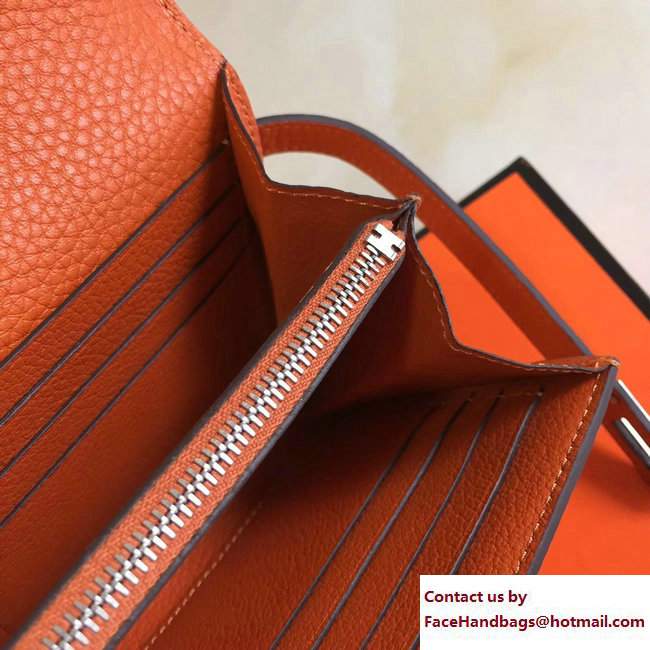 Hermes Togo Leather Kelly Long Wallet Orange