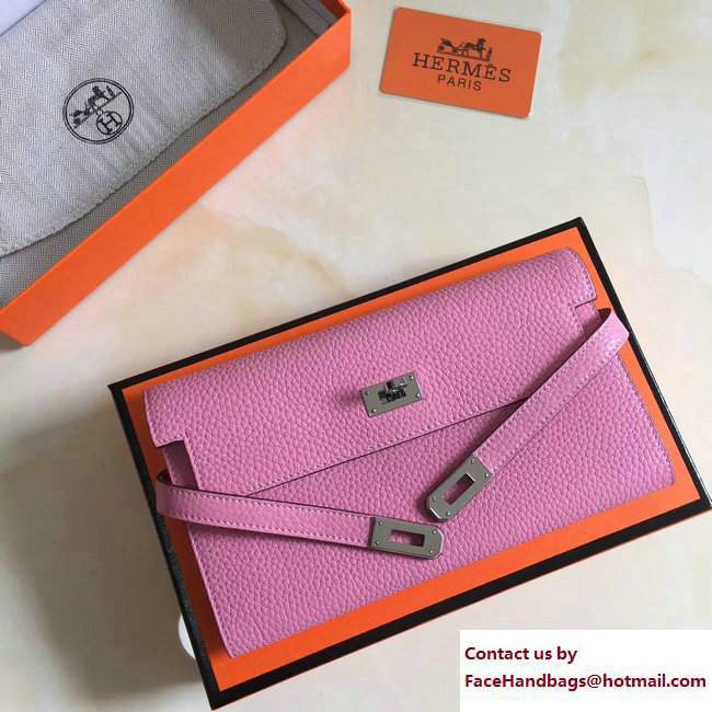 Hermes Togo Leather Kelly Long Wallet Pink