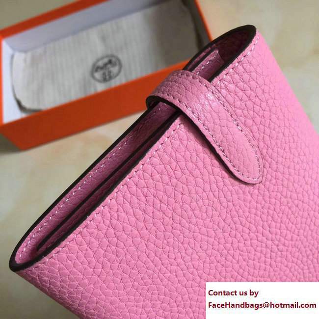 Hermes Togo Leather Kelly Long Wallet Pink