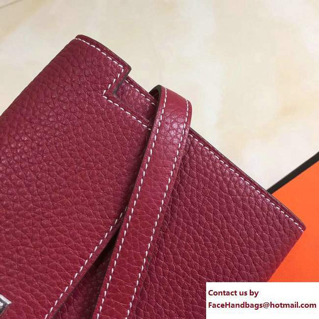 Hermes Togo Leather Kelly Long Wallet Purplish Red