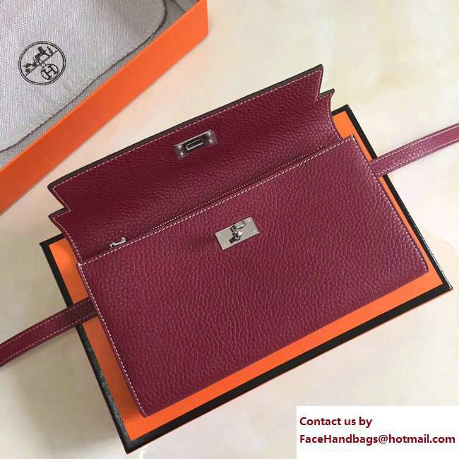 Hermes Togo Leather Kelly Long Wallet Purplish Red