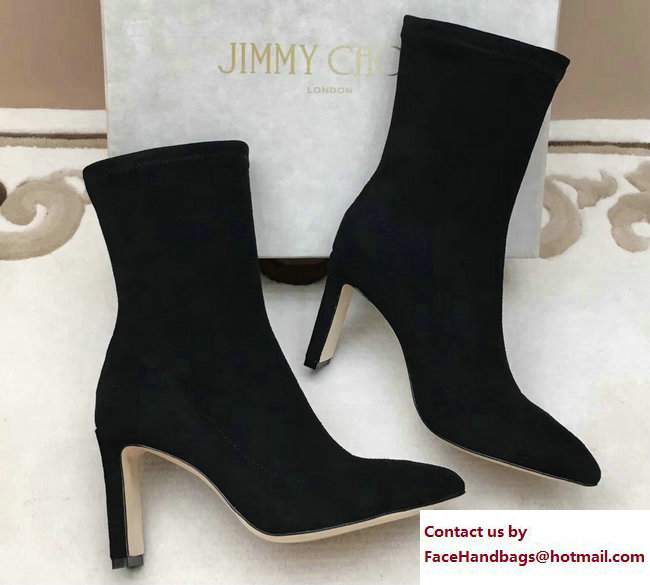 Jimmy Choo Louella 85 Velvet Ankle Boots Black 2017