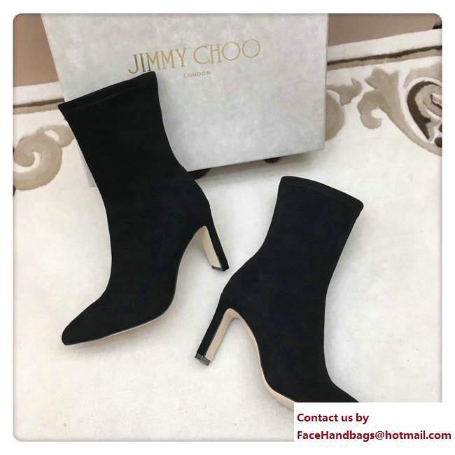 Jimmy Choo Louella 85 Velvet Ankle Boots Black 2017