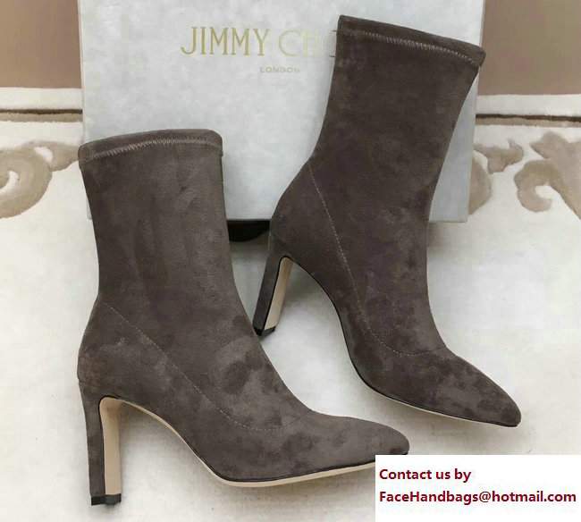 Jimmy Choo Louella 85 Velvet Ankle Boots Brown 2017