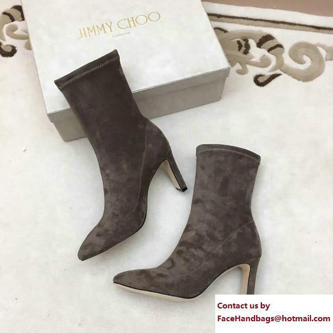 Jimmy Choo Louella 85 Velvet Ankle Boots Brown 2017