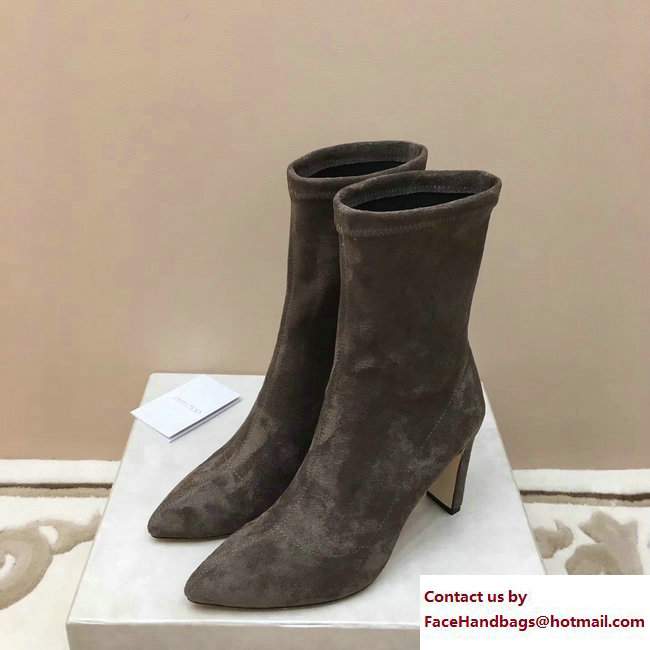 Jimmy Choo Louella 85 Velvet Ankle Boots Brown 2017