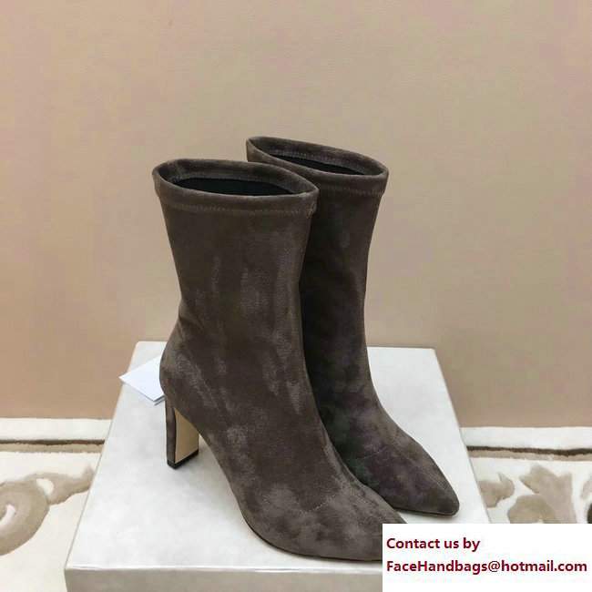 Jimmy Choo Louella 85 Velvet Ankle Boots Brown 2017