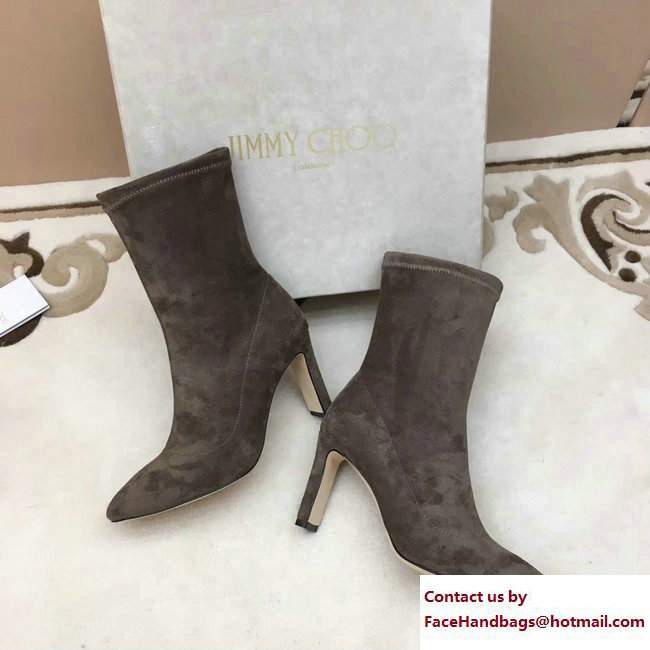 Jimmy Choo Louella 85 Velvet Ankle Boots Brown 2017