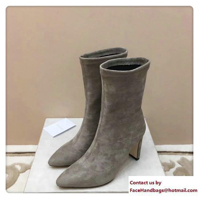 Jimmy Choo Louella 85 Velvet Ankle Boots Light Gray 2017