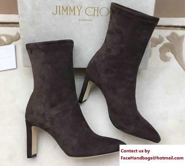 Jimmy Choo Louella 85 Velvet Ankle Boots Tan 2017