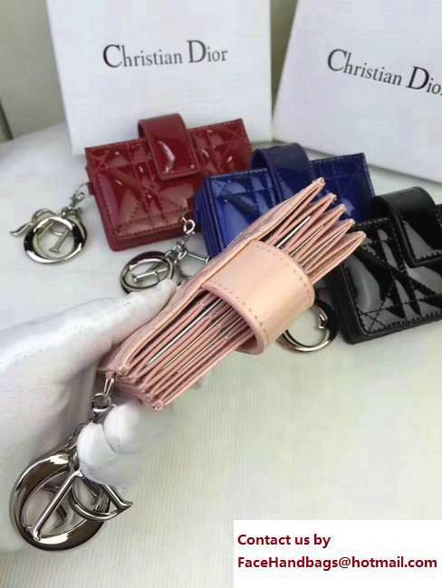 Lady Dior Patent Calfskin Card Holder Light Pink 2017