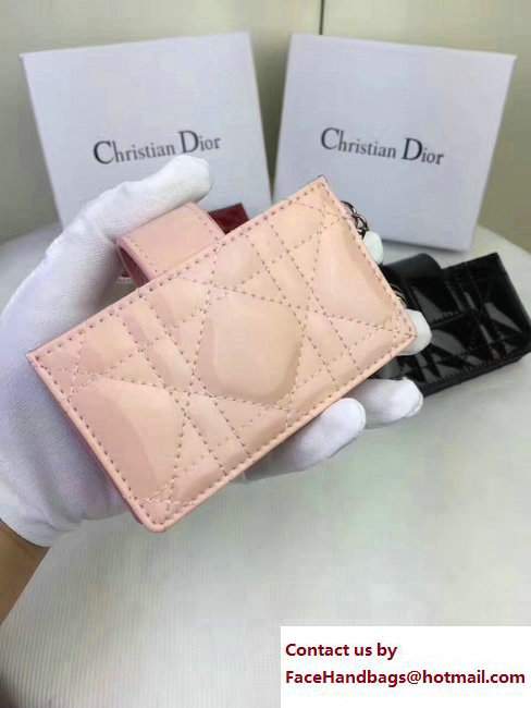 Lady Dior Patent Calfskin Card Holder Light Pink 2017