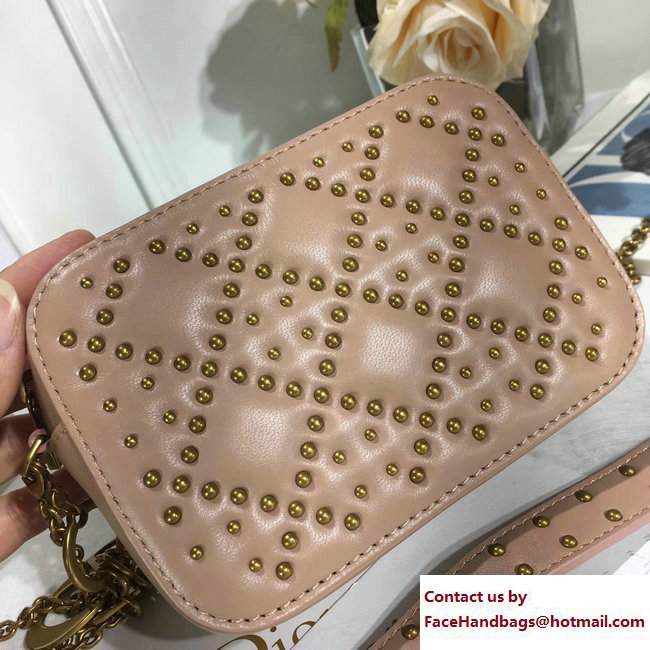 Lady Dior Studded Camera Case Clutch Bag Nude 2017