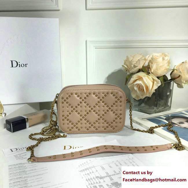 Lady Dior Studded Camera Case Clutch Bag Nude 2017