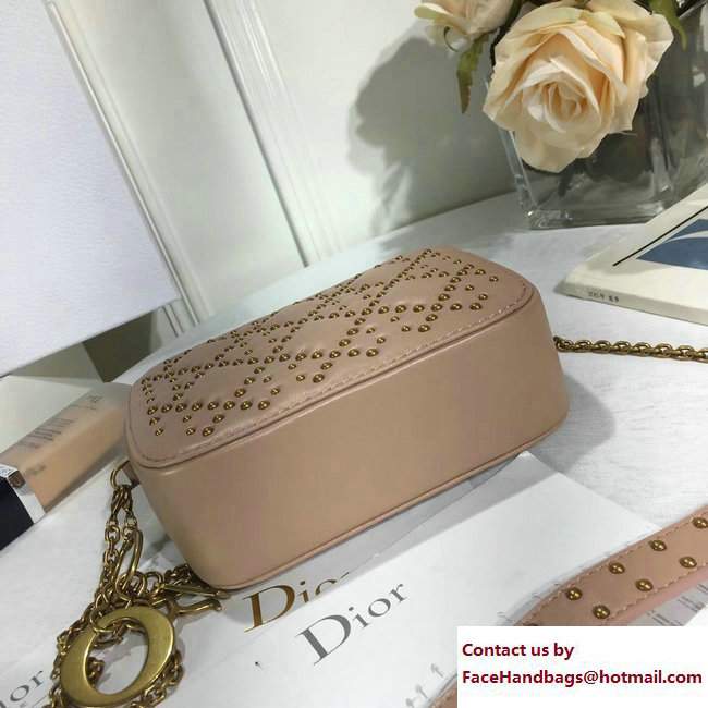 Lady Dior Studded Camera Case Clutch Bag Nude 2017