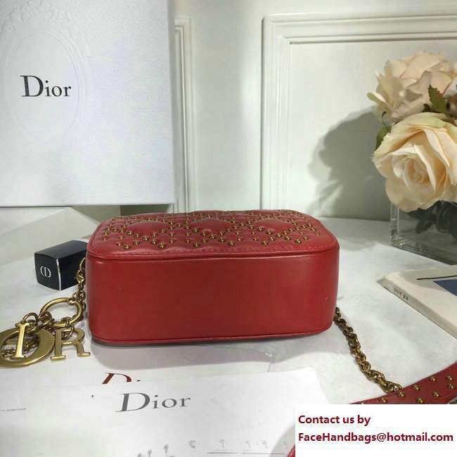 Lady Dior Studded Camera Case Clutch Bag Red 2017