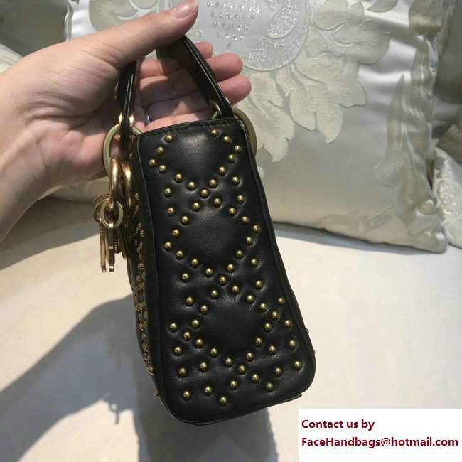 Lady Dior Studded Mini/Small Bag Heart Black 2017