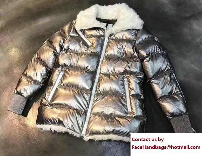 Moncler Down Jacket with shearling silver 2017