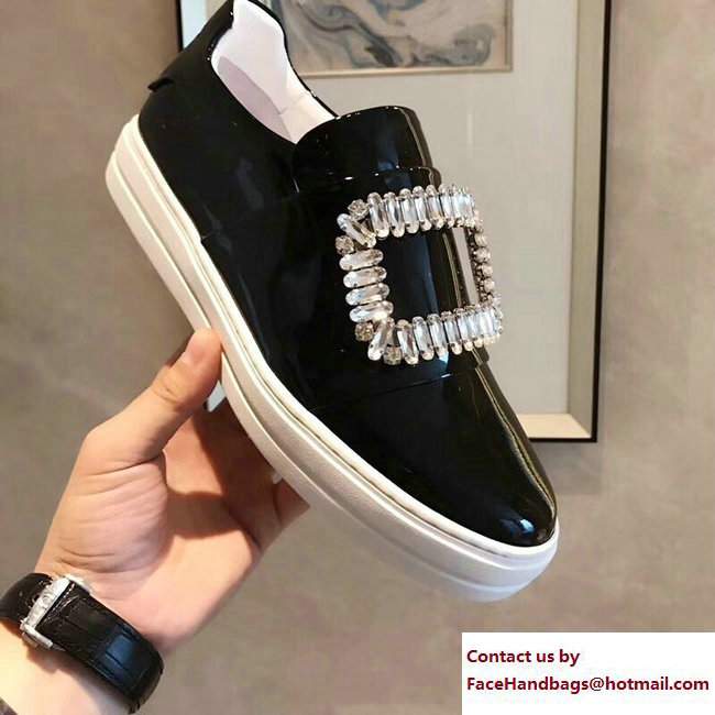 Roger Vivier Heel 3cm Sneakers Patent Black 2017