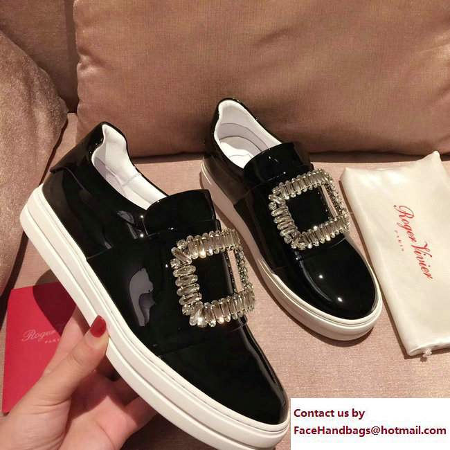 Roger Vivier Heel 3cm Sneakers Patent Black 2017