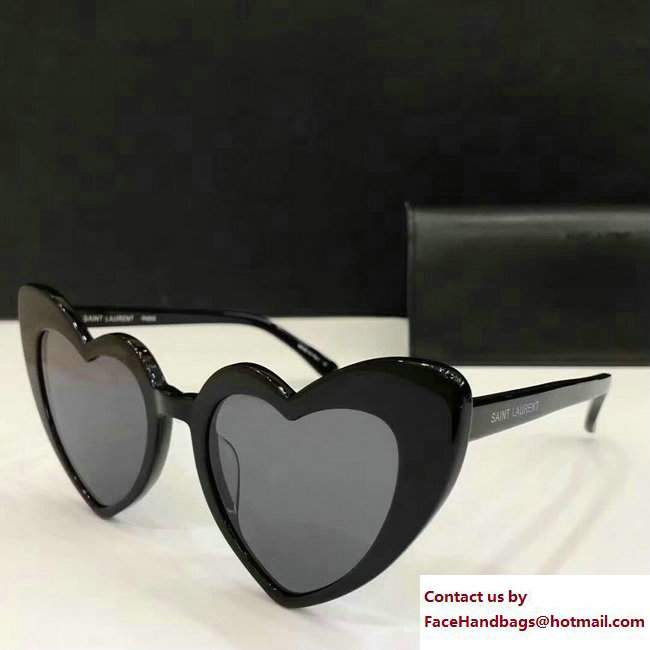 Saint Laurent Heart-Shaped New Wave 181 Loulou Sunglasses 471894 Black 2017