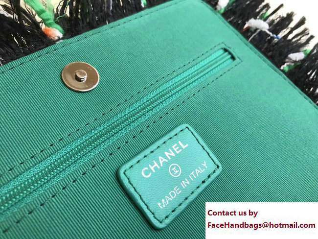 chanel tweed woc bag green with a robot charm