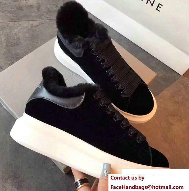 Alexander McQueen Shearling Lovers Sneakers Black 2017