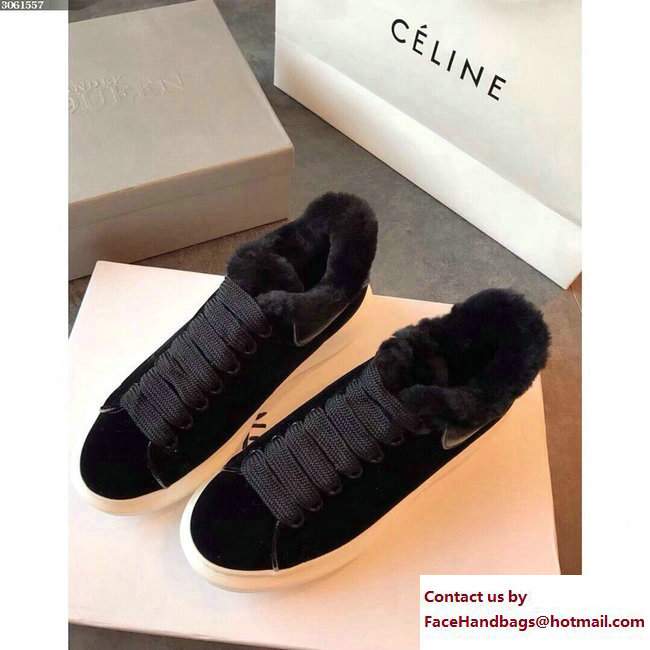 Alexander McQueen Shearling Lovers Sneakers Black 2017