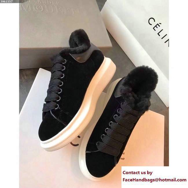 Alexander McQueen Shearling Lovers Sneakers Black 2017