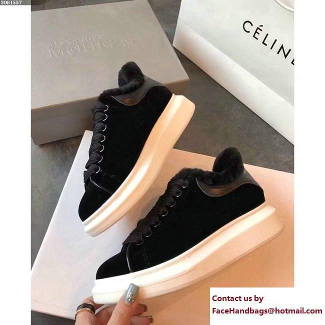 Alexander McQueen Shearling Lovers Sneakers Black 2017