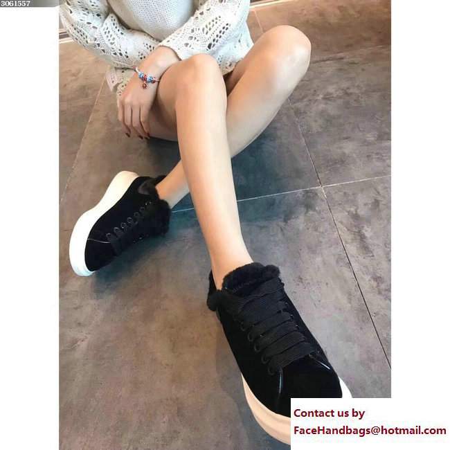 Alexander McQueen Shearling Lovers Sneakers Black 2017