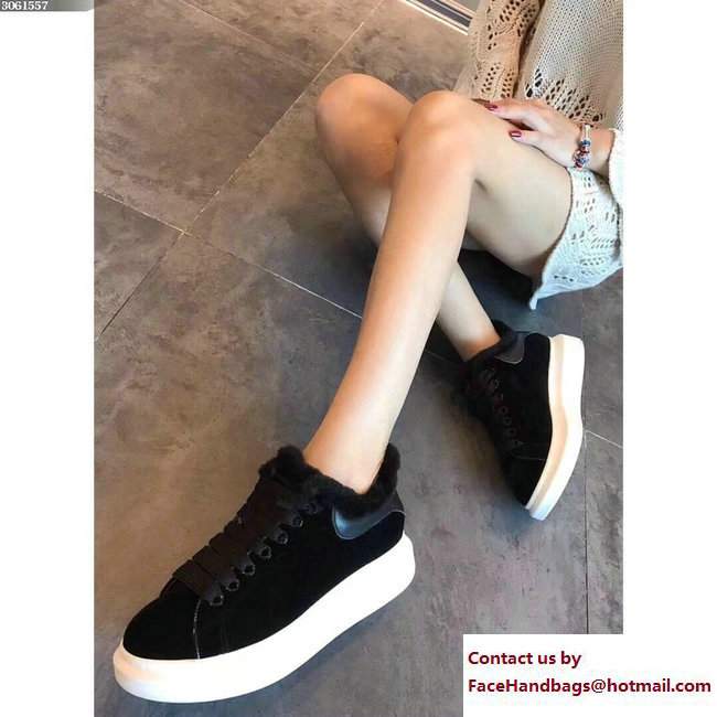 Alexander McQueen Shearling Lovers Sneakers Black 2017