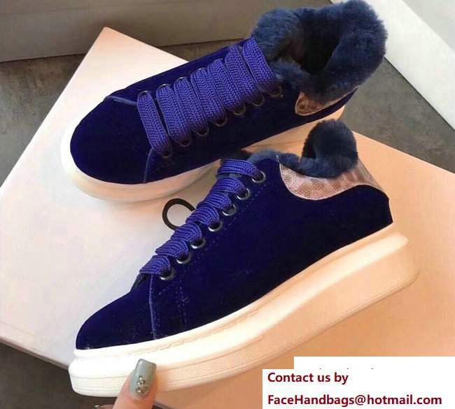 Alexander McQueen Shearling Lovers Sneakers Blue 2017