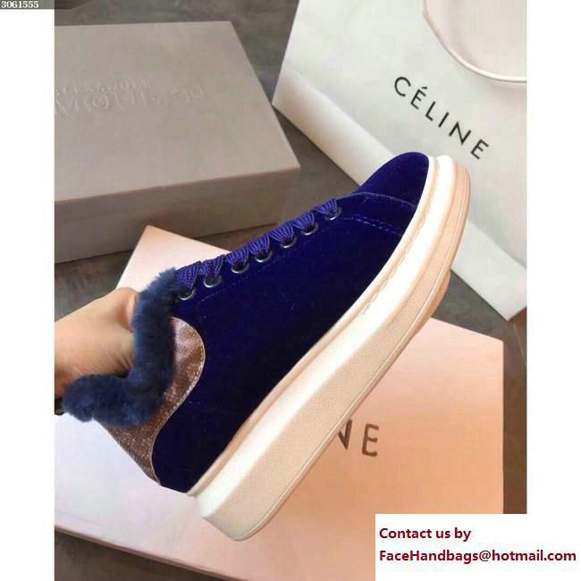 Alexander McQueen Shearling Lovers Sneakers Blue 2017