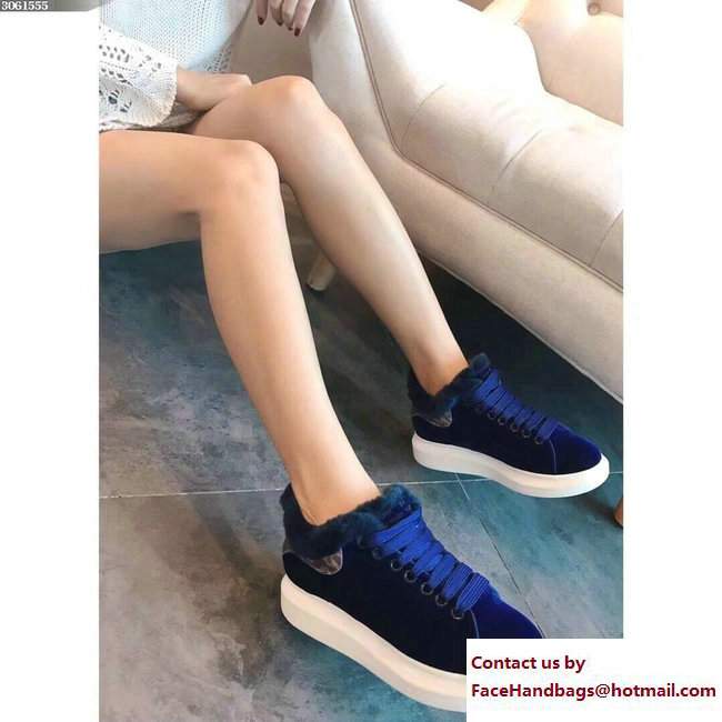 Alexander McQueen Shearling Lovers Sneakers Blue 2017