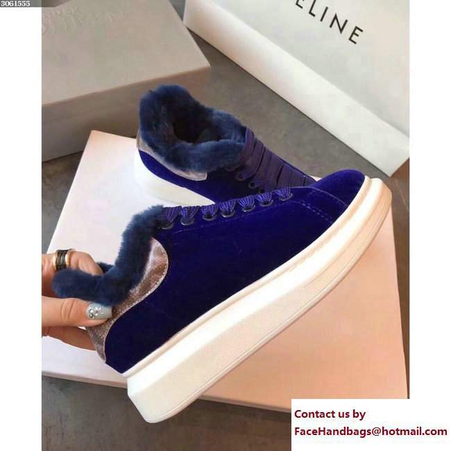 Alexander McQueen Shearling Lovers Sneakers Blue 2017