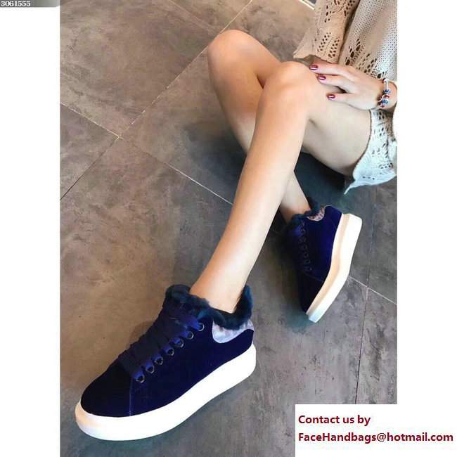 Alexander McQueen Shearling Lovers Sneakers Blue 2017