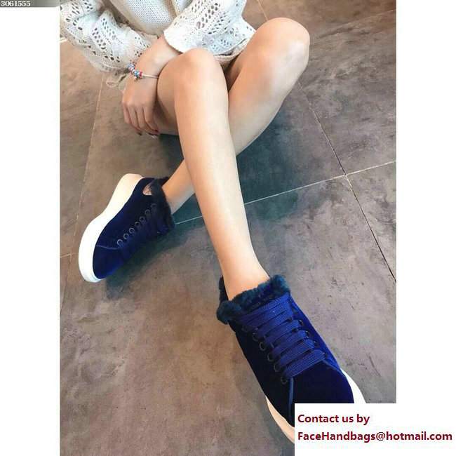 Alexander McQueen Shearling Lovers Sneakers Blue 2017