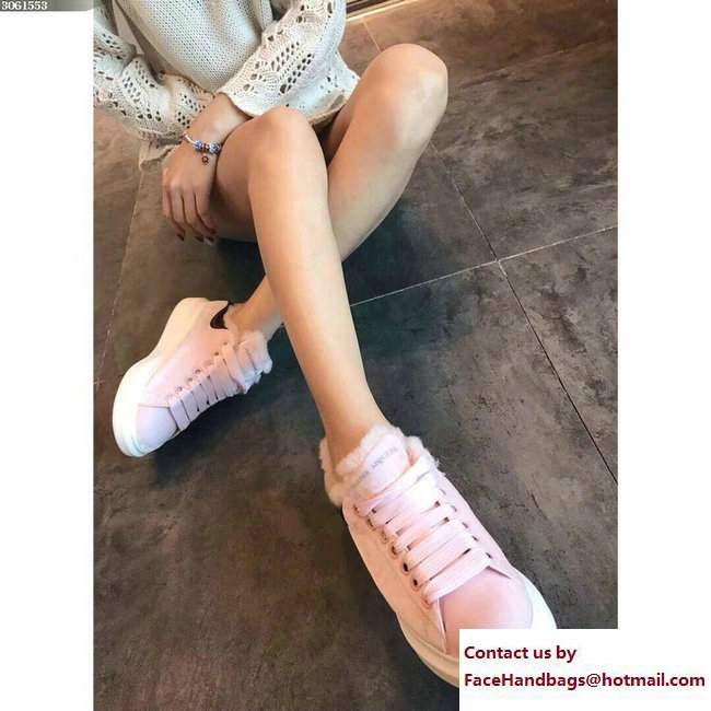 Alexander McQueen Shearling Lovers Sneakers Pink 2017